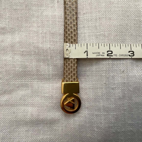 Vintage Beige Tan Snakeskin Leather Belt Removable Gold Buckle NEW - Picture 8 of 11